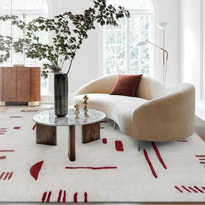 Retro Area Rug – Abstract Pattern Red Carpet
