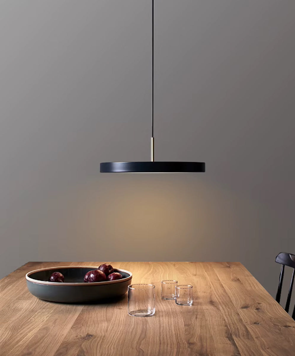 Remote Control Pendant Light - Modern Round Plate Ceiling Fixture