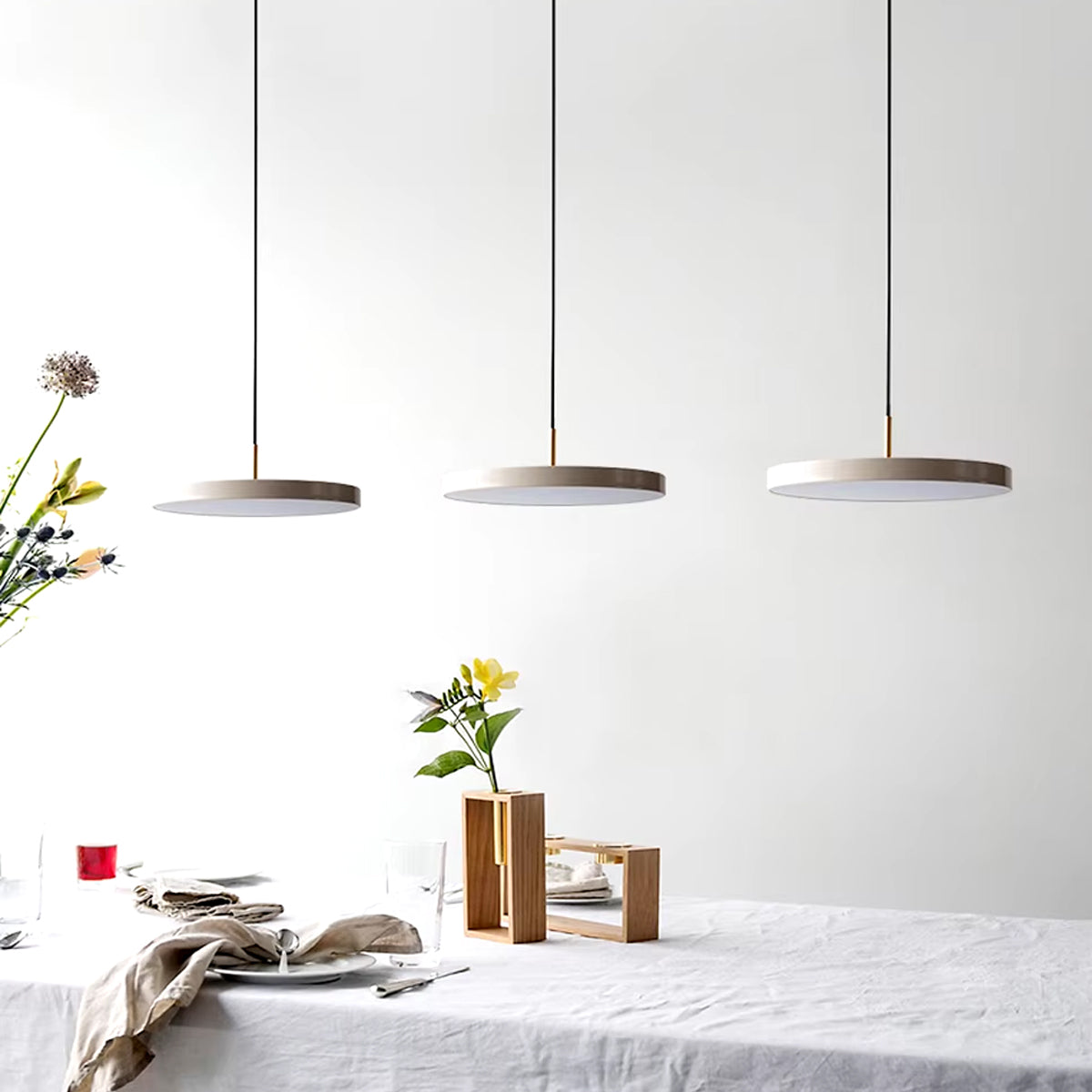 Remote Control Pendant Light - Modern Round Plate Ceiling Fixture