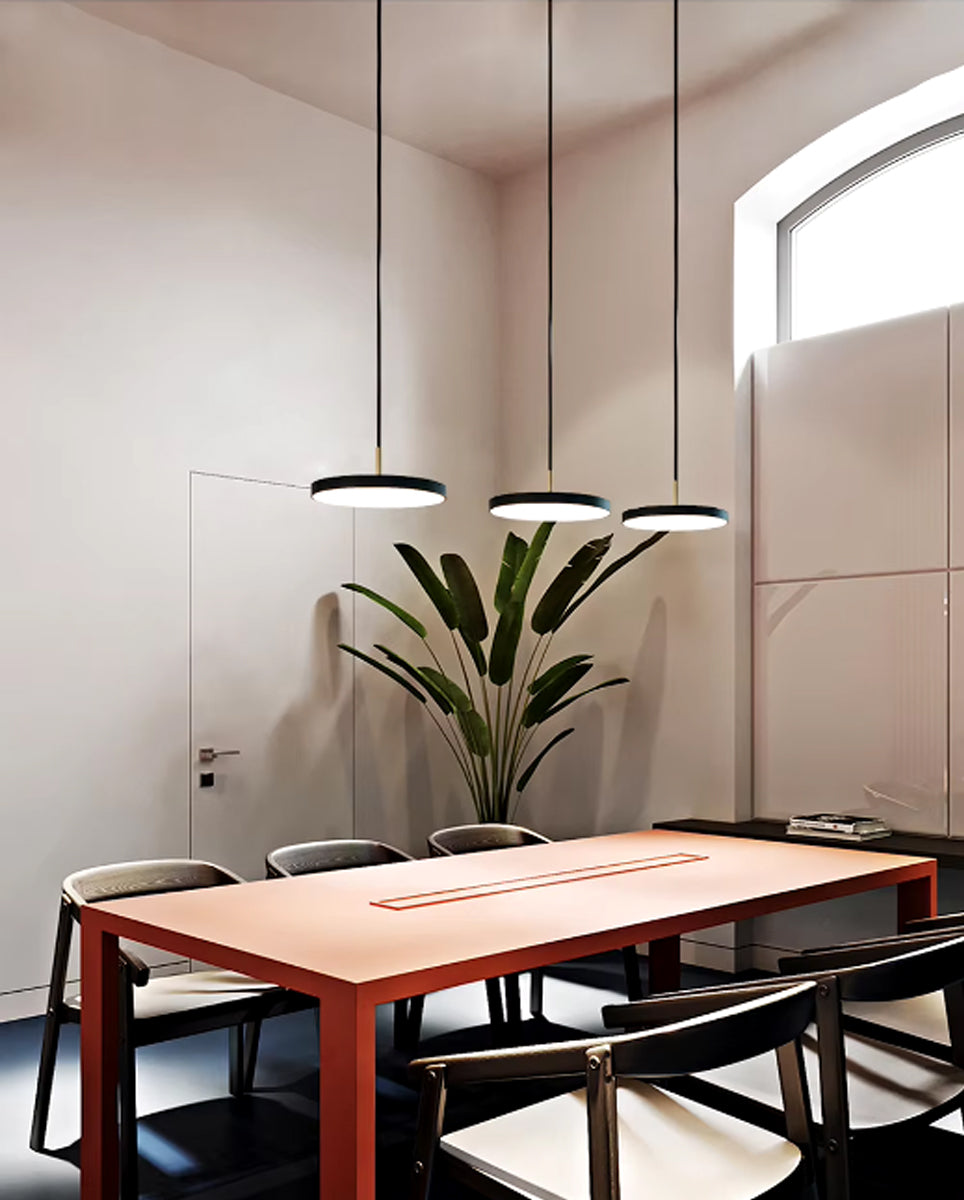 Remote Control Pendant Light - Modern Round Plate Ceiling Fixture
