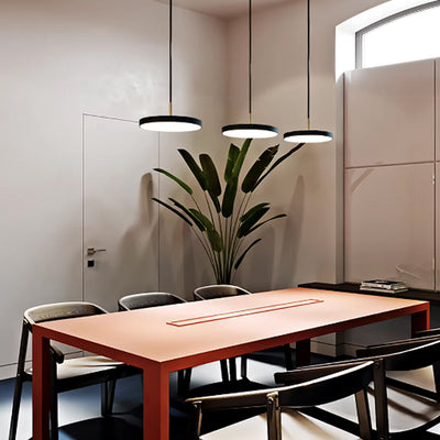 Remote Control Pendant Light - Modern Round Plate Ceiling Fixture