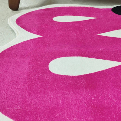 Pink Wave Area Rug - Modern Polyester Carpet