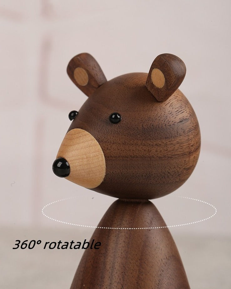 Wooden Bear Sculpture - Natural Wood Art for Home Decor