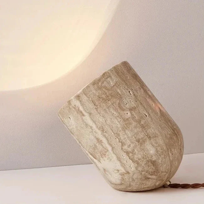 Travertine Stone Lamp - Modern Table & Floor Light