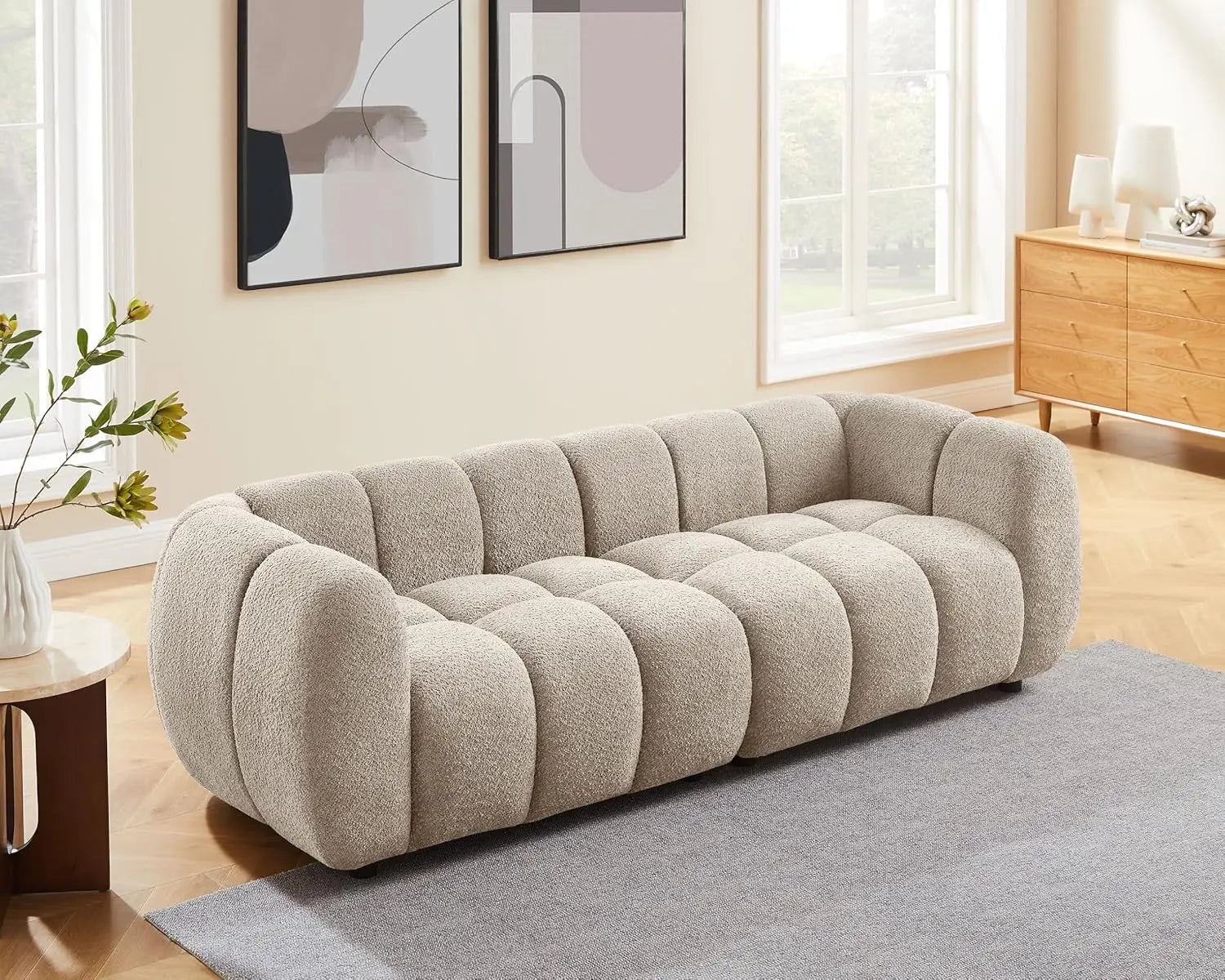 Bouclé Cloud Sofa - Upholstered Tufted Lounge Couch