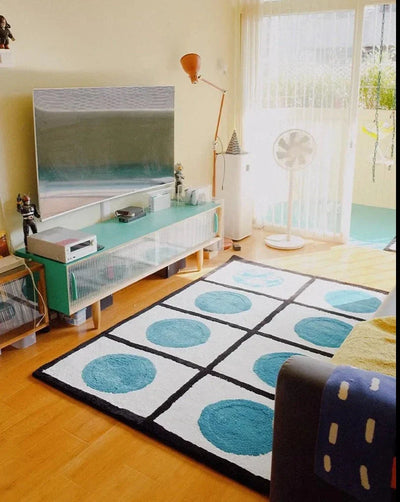 Minimalistic Area Rug - Dot Pattern Polyester Mat