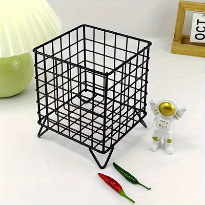 Desk Storage Basket - Mini Mesh Organizer Compact Stainless Steel