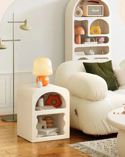 Nordic Cabinet Nightstand - Wooden Side Table With Irregular Shelf Design