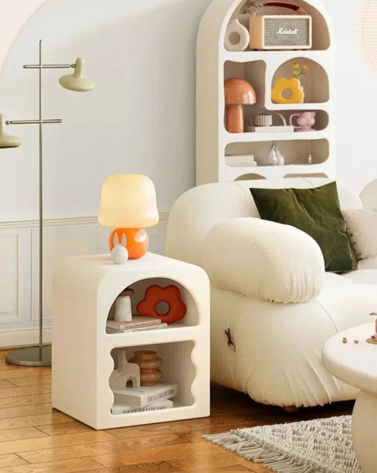 Nordic Cabinet Nightstand - Wooden Side Table With Irregular Shelf Design