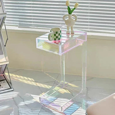 Acrylic Side Table - Nordic Iridescent Drawer