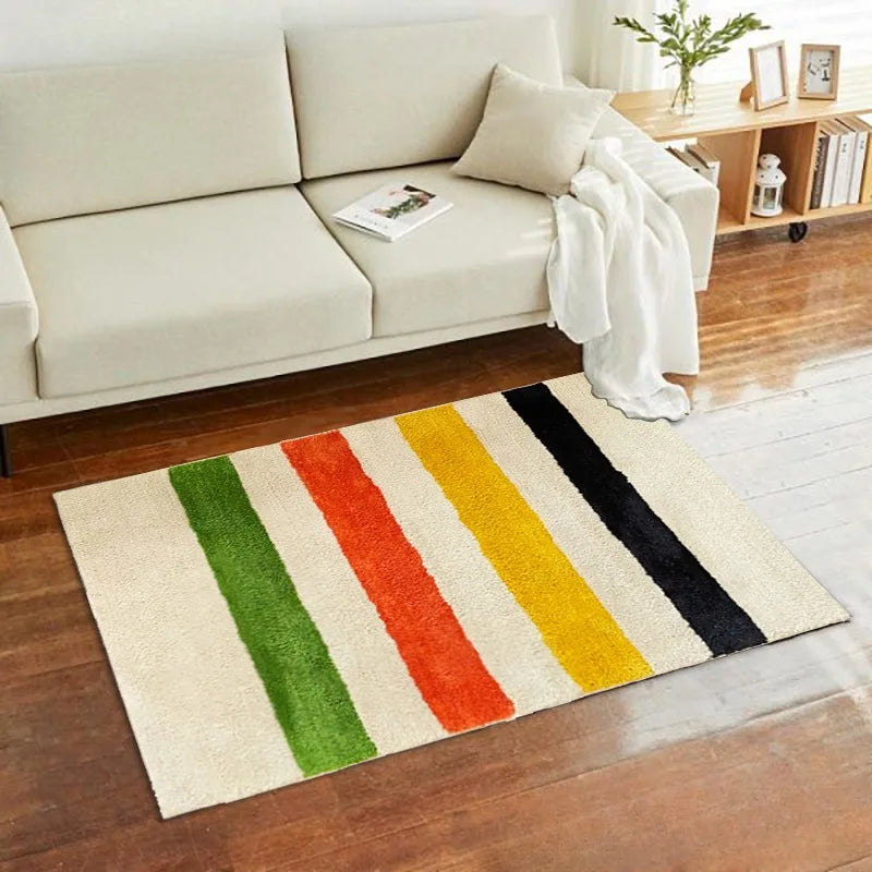 Abstract Art Rug - Colorful Strip Design Carpet