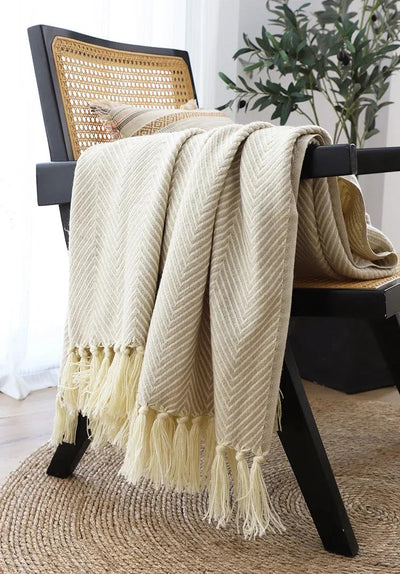 Jacquard Throw Blanket | Modern Striped Geometric Design