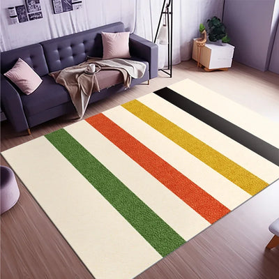 Abstract Art Rug - Colorful Strip Design Carpet