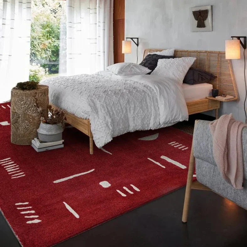 Retro Area Rug – Abstract Pattern Red Carpet