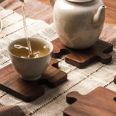 Wooden Puzzle Coaster Set - Elegant Wood Drink Coasters