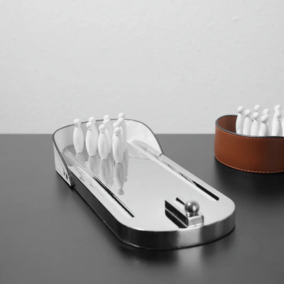 Chrome Bowling Ornament - Metal Desktop Decor