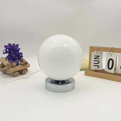Retro Glass Table Lamp – Chrome Base, Touch Control