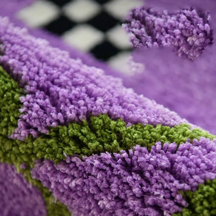 Purple Hand-Crafted Rug – Abstract Bamboo Polyester