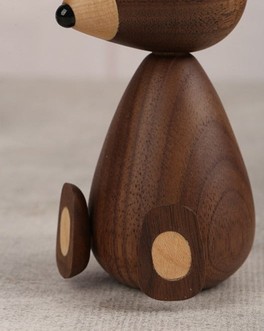 Wooden Bear Sculpture - Natural Wood Art for Home Decor
