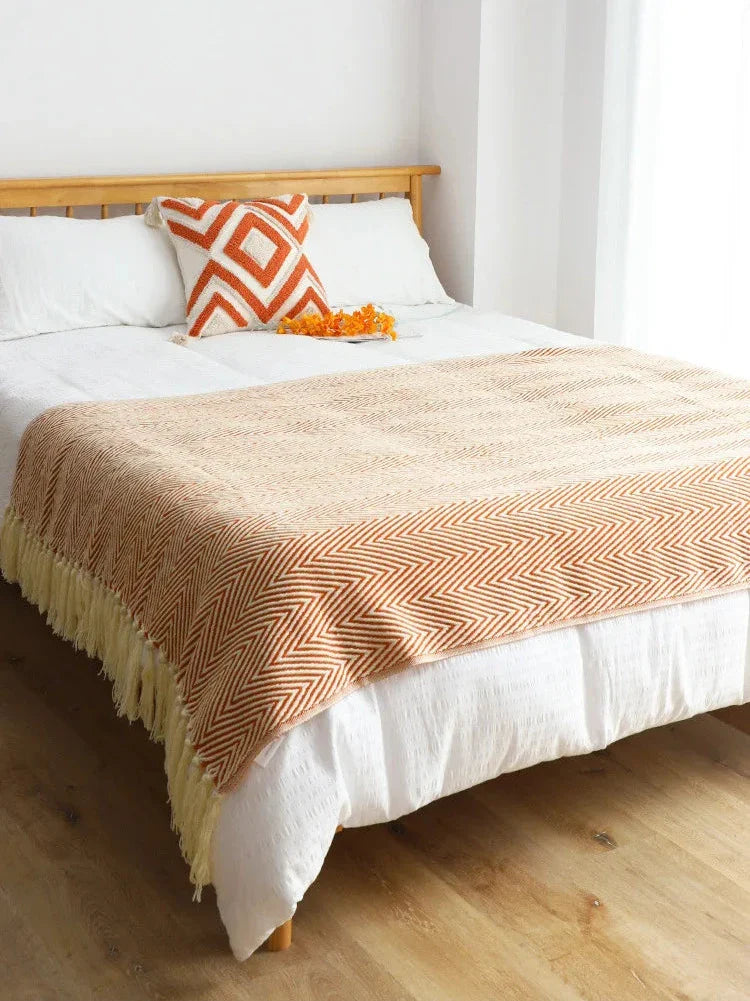 Jacquard Throw Blanket | Modern Striped Geometric Design