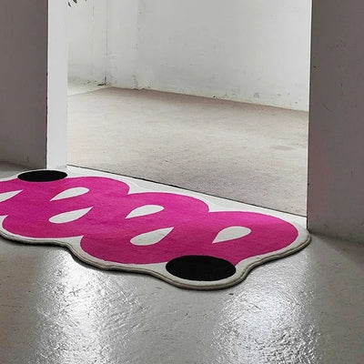 Pink Wave Area Rug - Modern Polyester Carpet