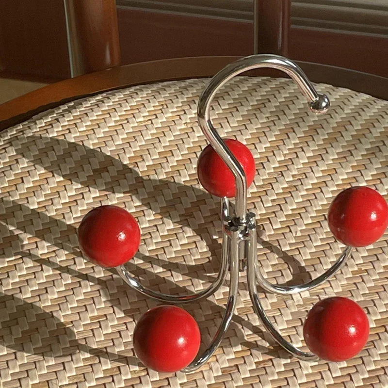 Wooden Ball Hooks Rotating 5 Color Hanger