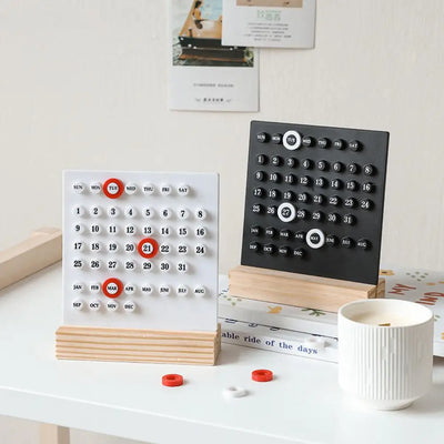 Wooden Stand Calendar | Minimalist Circle Ornament Decor