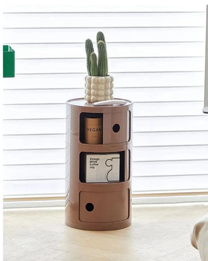 Barrel Storage Side Table - Colorful Chest Drawers Compact Storage