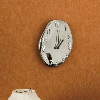 Chrome Ceramic Wall Clock - Modern Decorative Timepiece