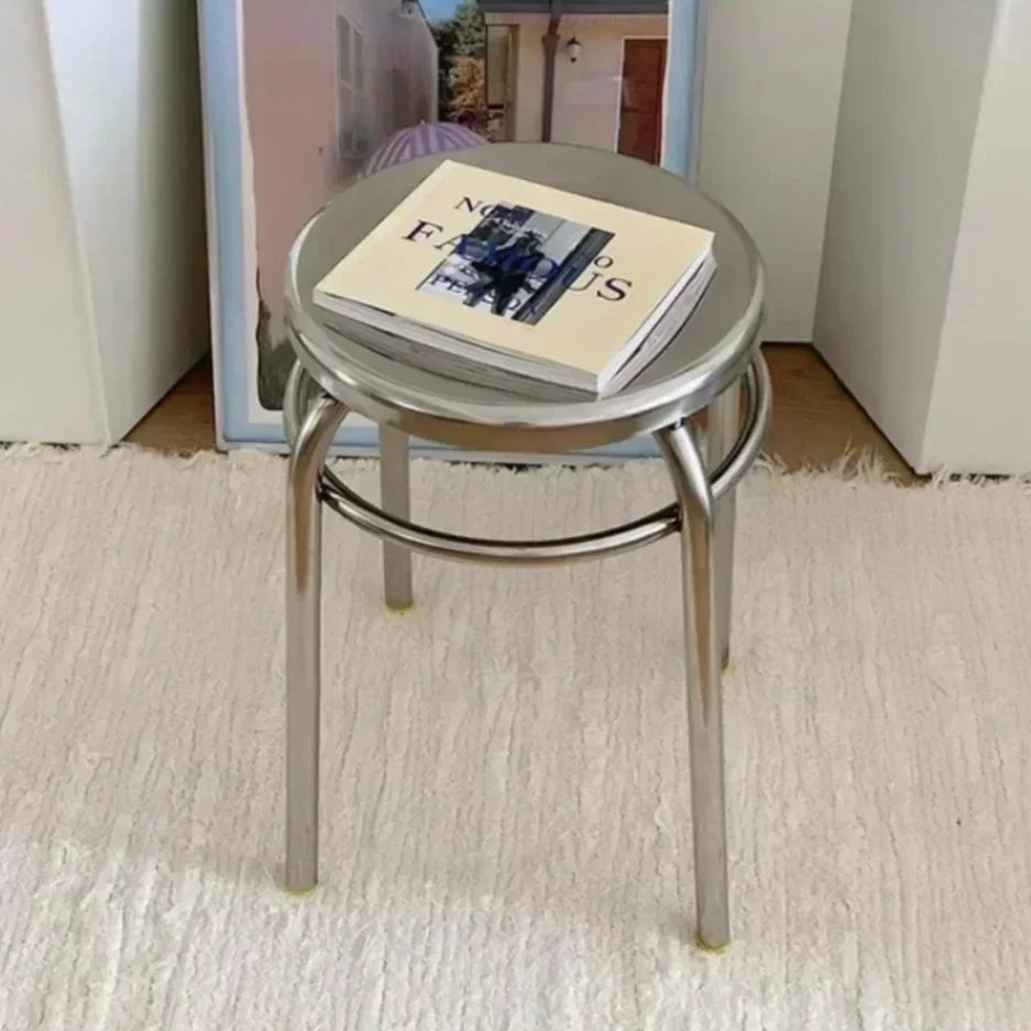 Stainless Steel Stool - Minimalist Metal Accent Seat