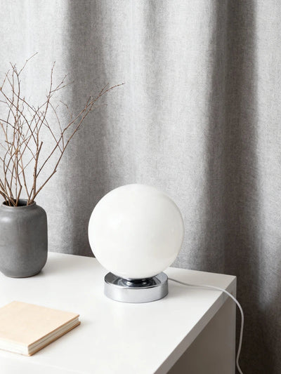 Retro Glass Table Lamp – Chrome Base, Touch Control