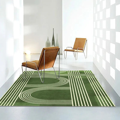 Nordic Green Stripe Rug - Modern Area Carpet