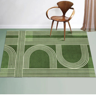Nordic Green Stripe Rug - Modern Area Carpet