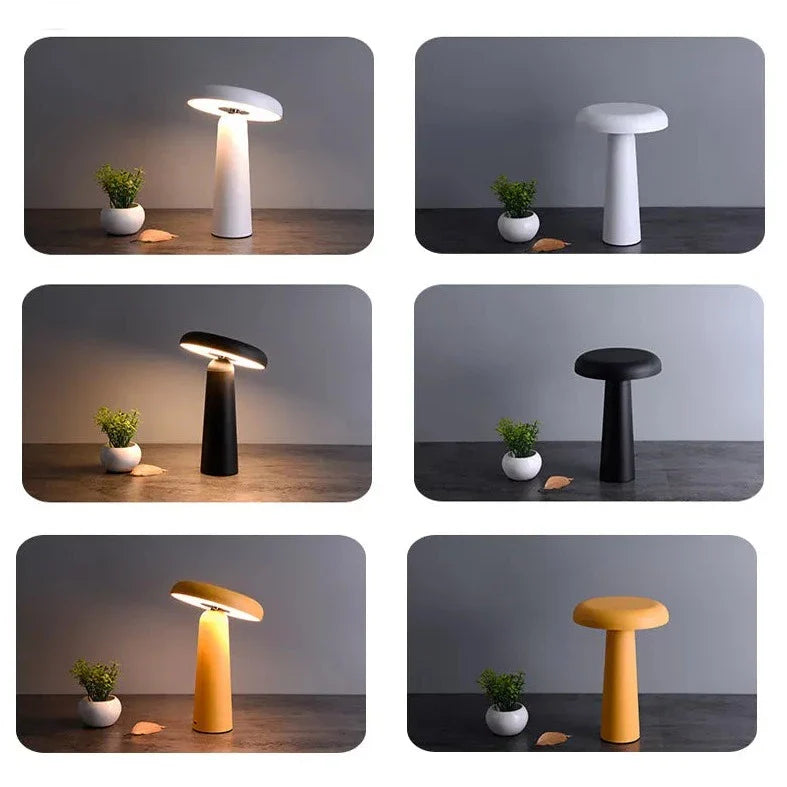 Mushroom Touch Lamp - Cordless Table Lamp With Tiltable Design