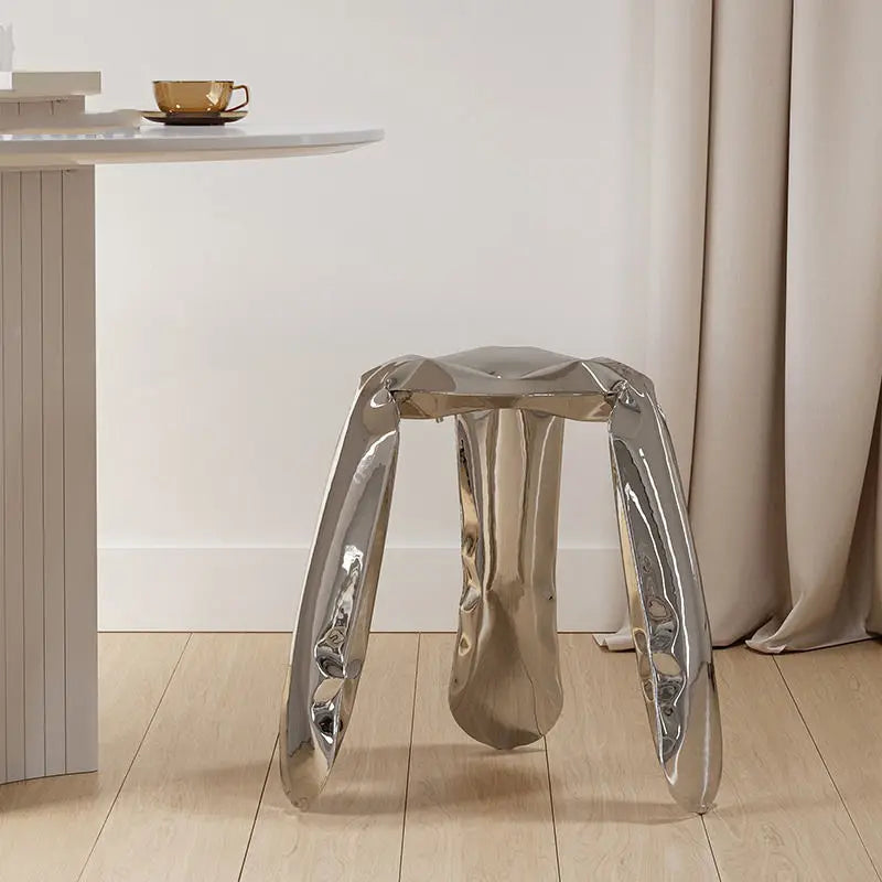 Stainless Steel Stool | Minimalist Metal Accent Seating