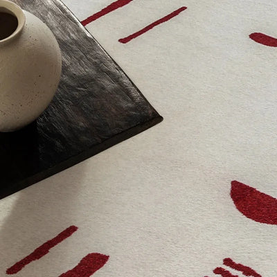 Retro Area Rug – Abstract Pattern Red Carpet