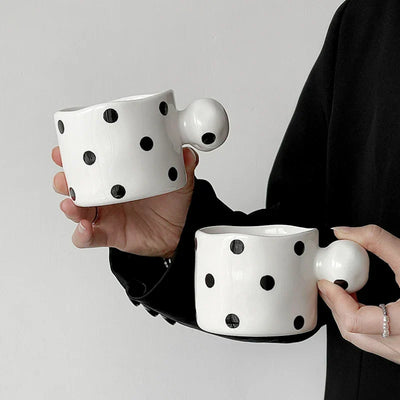 Dalmatian Ceramic Mug | Handmade Black Spotted Coffee Cup