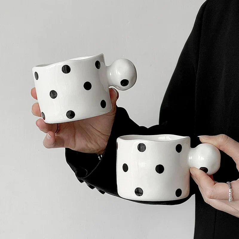 Dalmatian Ceramic Mug | Handmade Black Spotted Coffee Cup