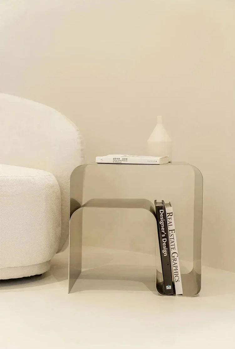 Stainless Steel Side Table - Minimalist Bent Frame Design
