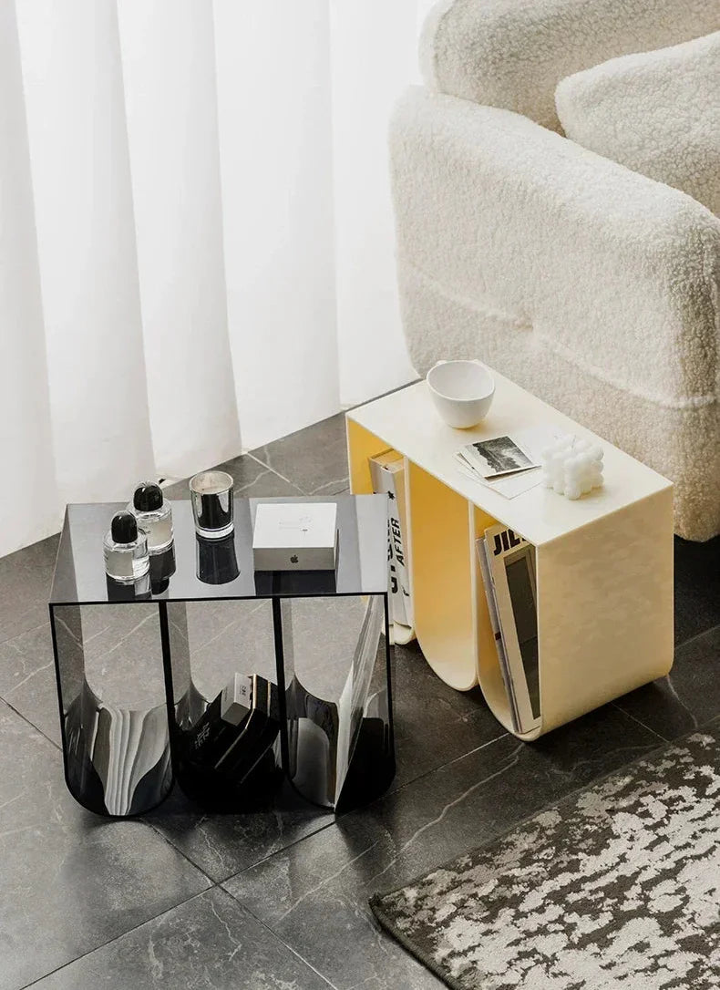Acrylic Multipurpose Table - Embossed Design Clear Acrylic Side Table