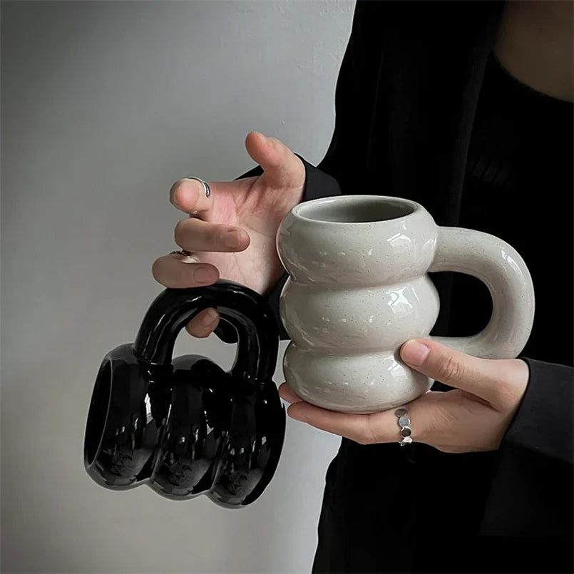 Embossed Donut Mug - 14oz Ceramic Coffee Cup