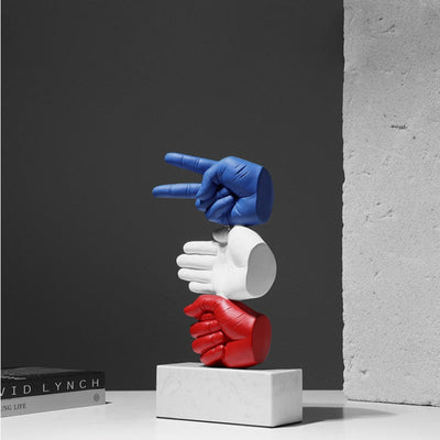 Rock Paper Scissor Sculpture – Hand Crafted Marble Surface Decor