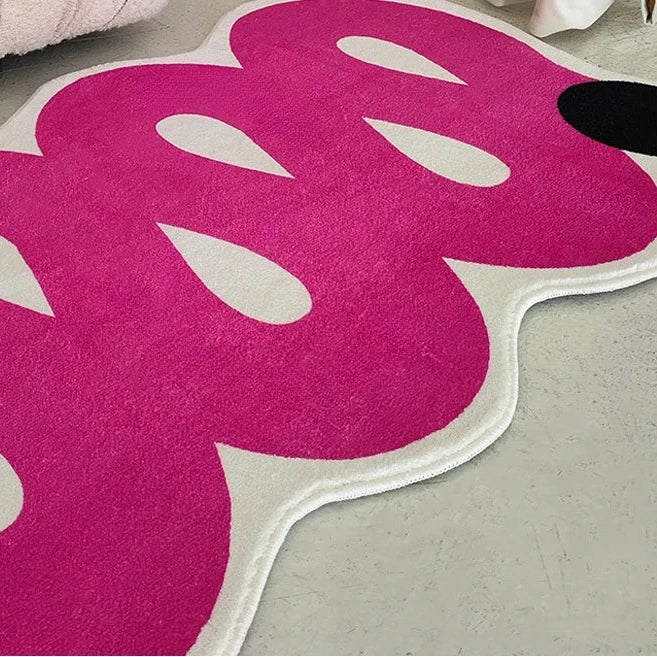 Pink Wave Area Rug - Modern Polyester Carpet