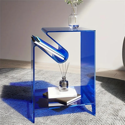 Acrylic Side Table - Modern Bent Minimalist Design