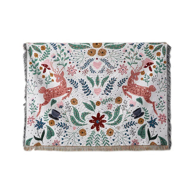 Holiday Throw Blanket - Cozy Deer Forest Design