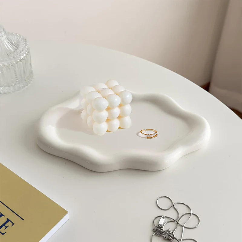 Ceramic Plate Tray - Elegant Irregular Shape Snack Tray