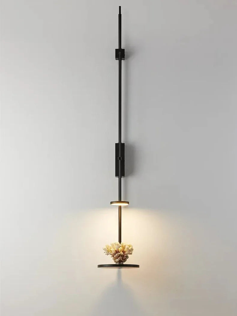 Black Metal Wall Lamp - Adjustable Spot Light With Shelf