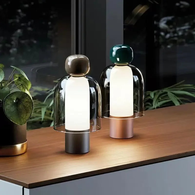 Cordless Glass Table Lamp – Rechargeable Portable Light