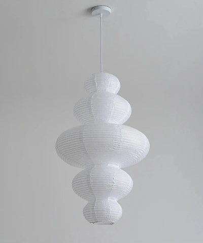 Japanese Rice Paper Pendant - Wabi-Sabi Ceiling Lamp with Adjustable Wire