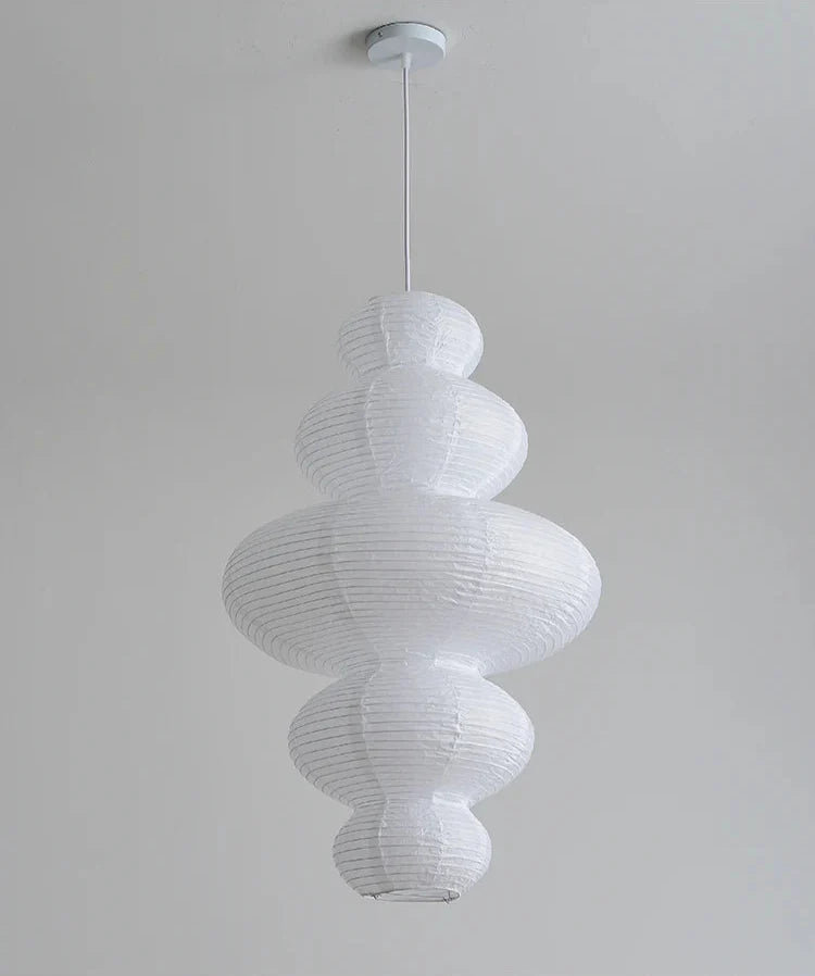 Japanese Rice Paper Pendant - Wabi-Sabi Ceiling Lamp with Adjustable Wire